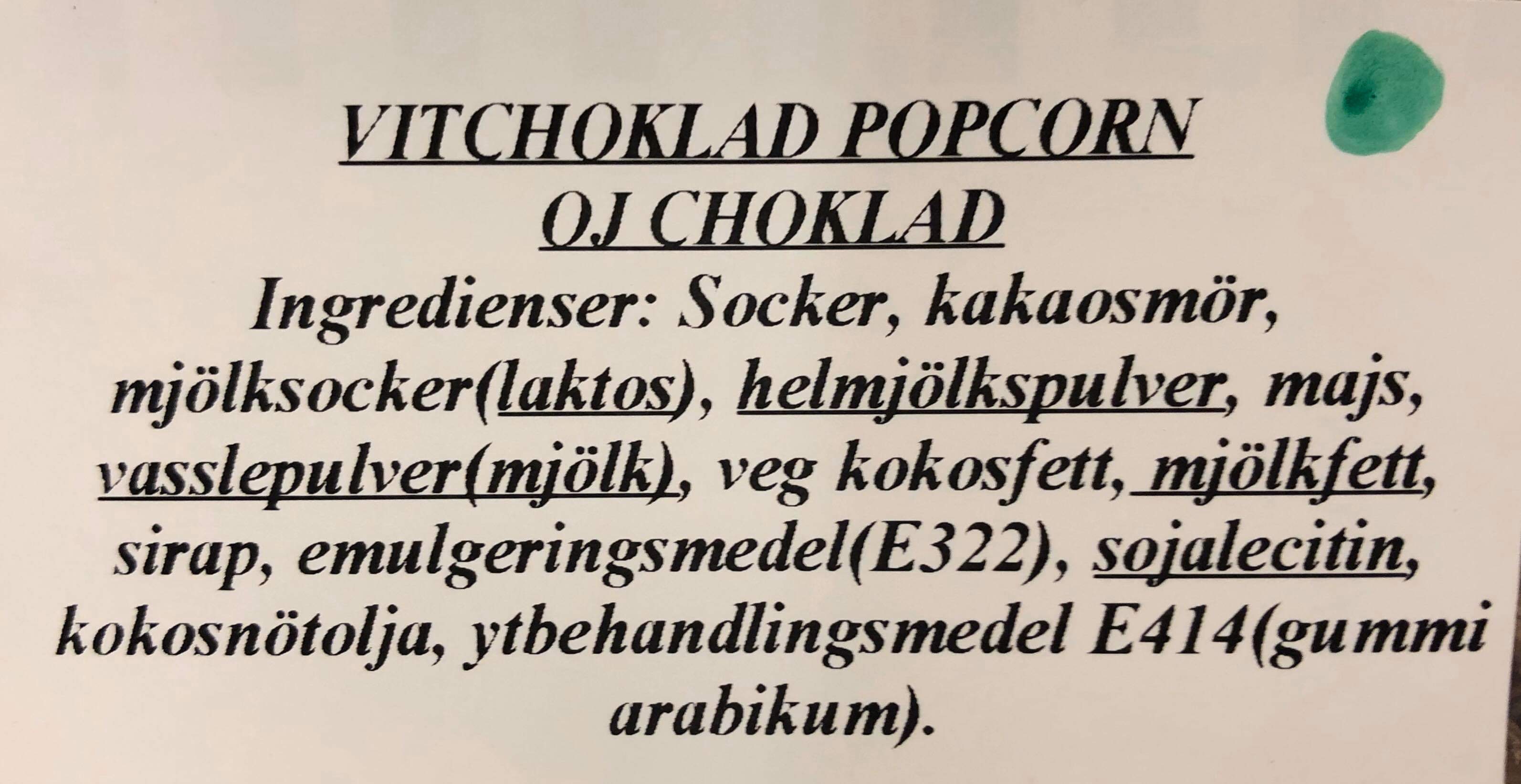 Vitchoklad popcorn