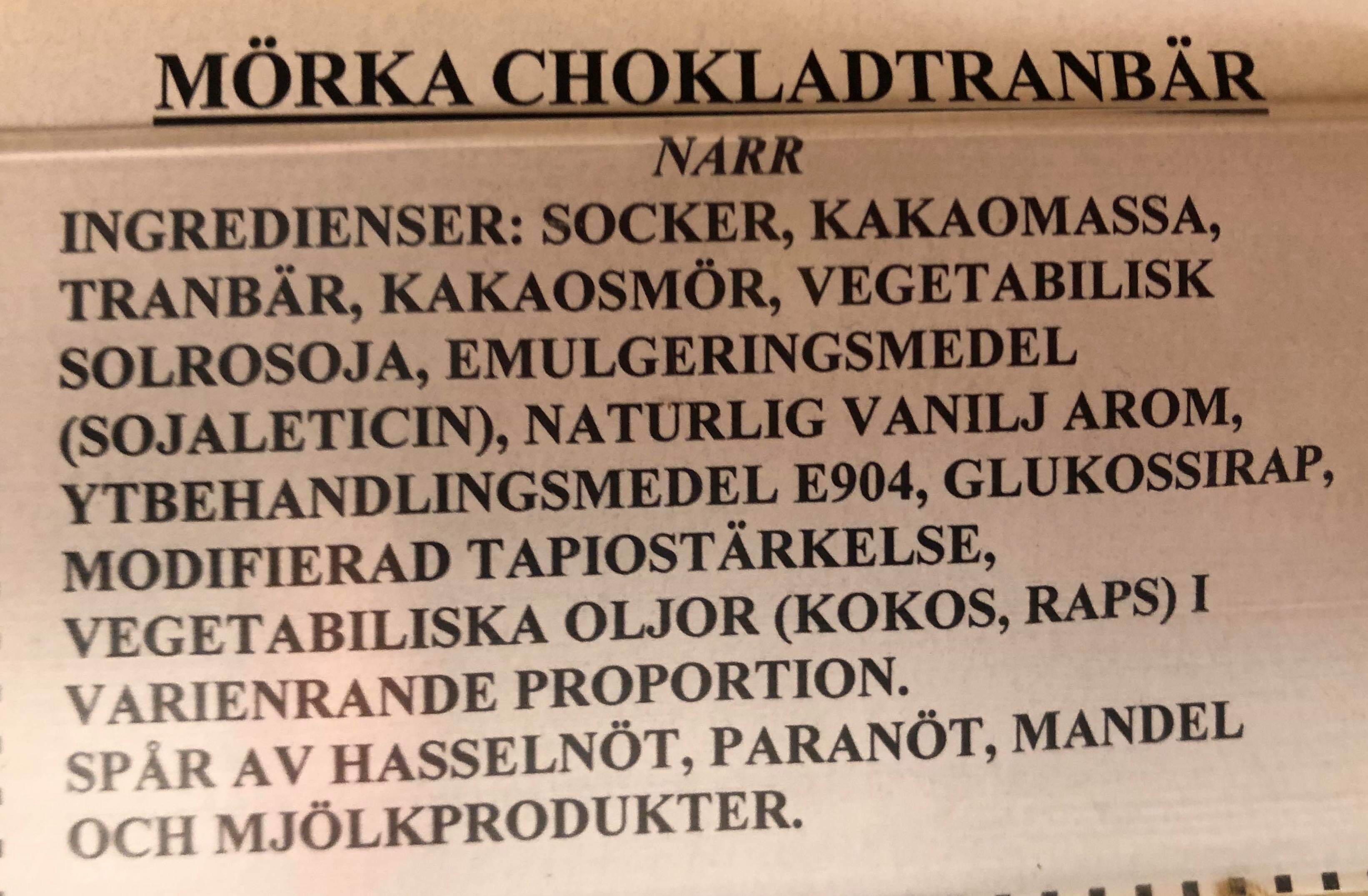 Mörka chokladtranbär