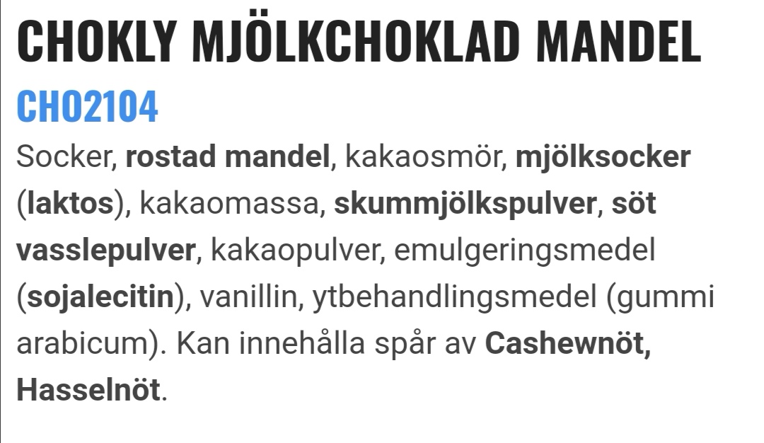 Mjlkchoklad mandel