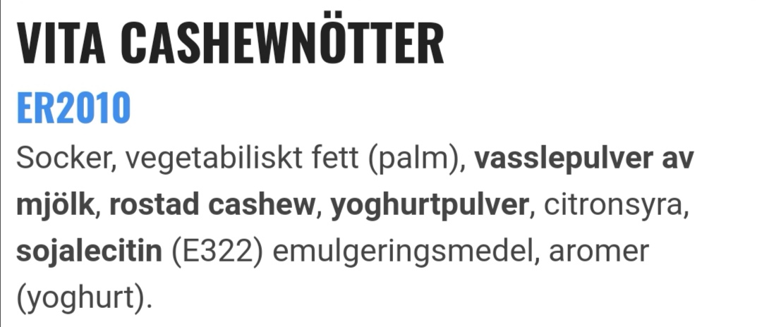 Vita cashewnötter