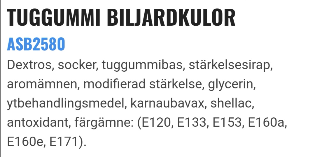 Tuggummi biljardkulor