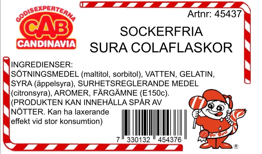 Sockerfria sura colflaskor