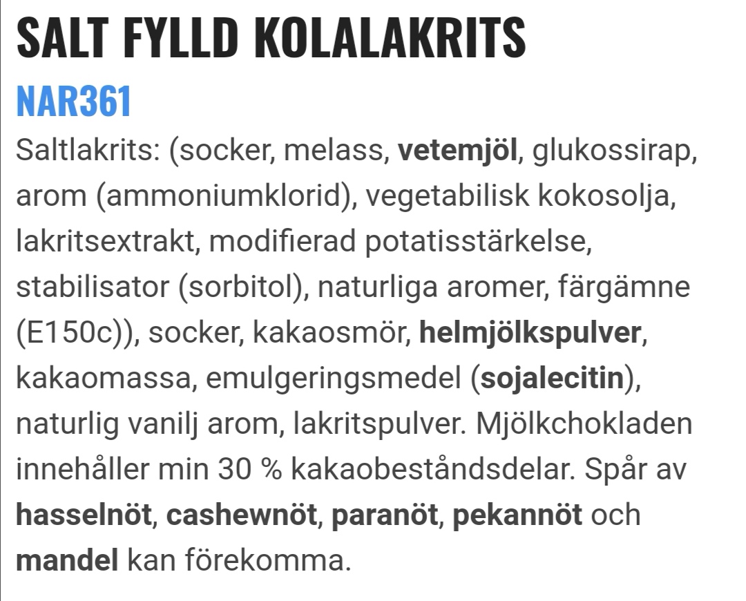 Salt fylld kolalakrits