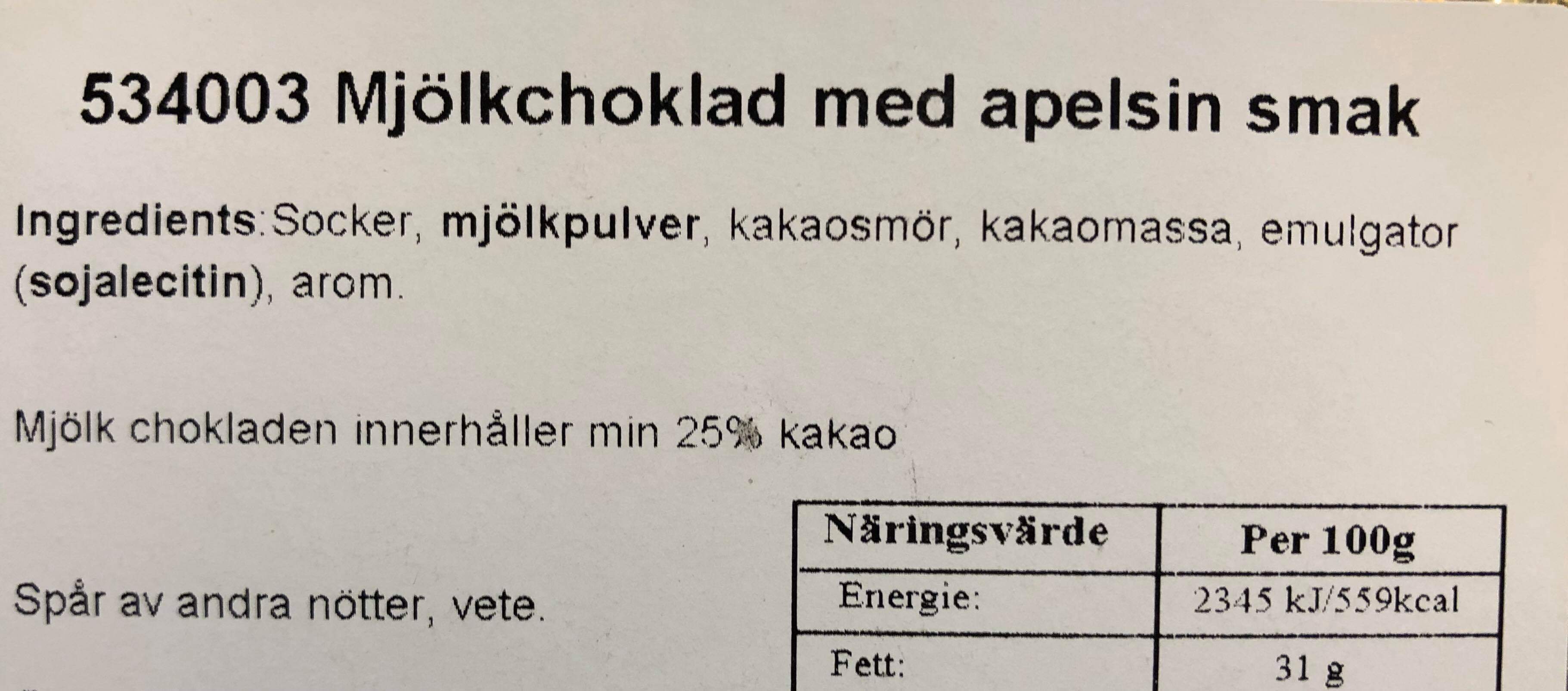 Mjlkchoklad med apelsinsmak