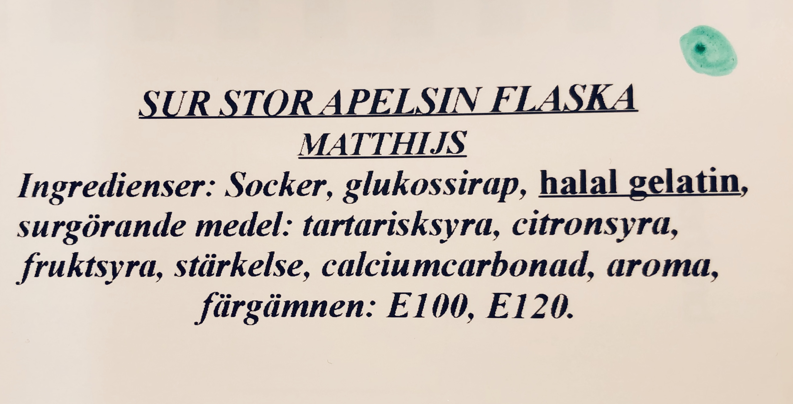 Stor sur apelsinflaska