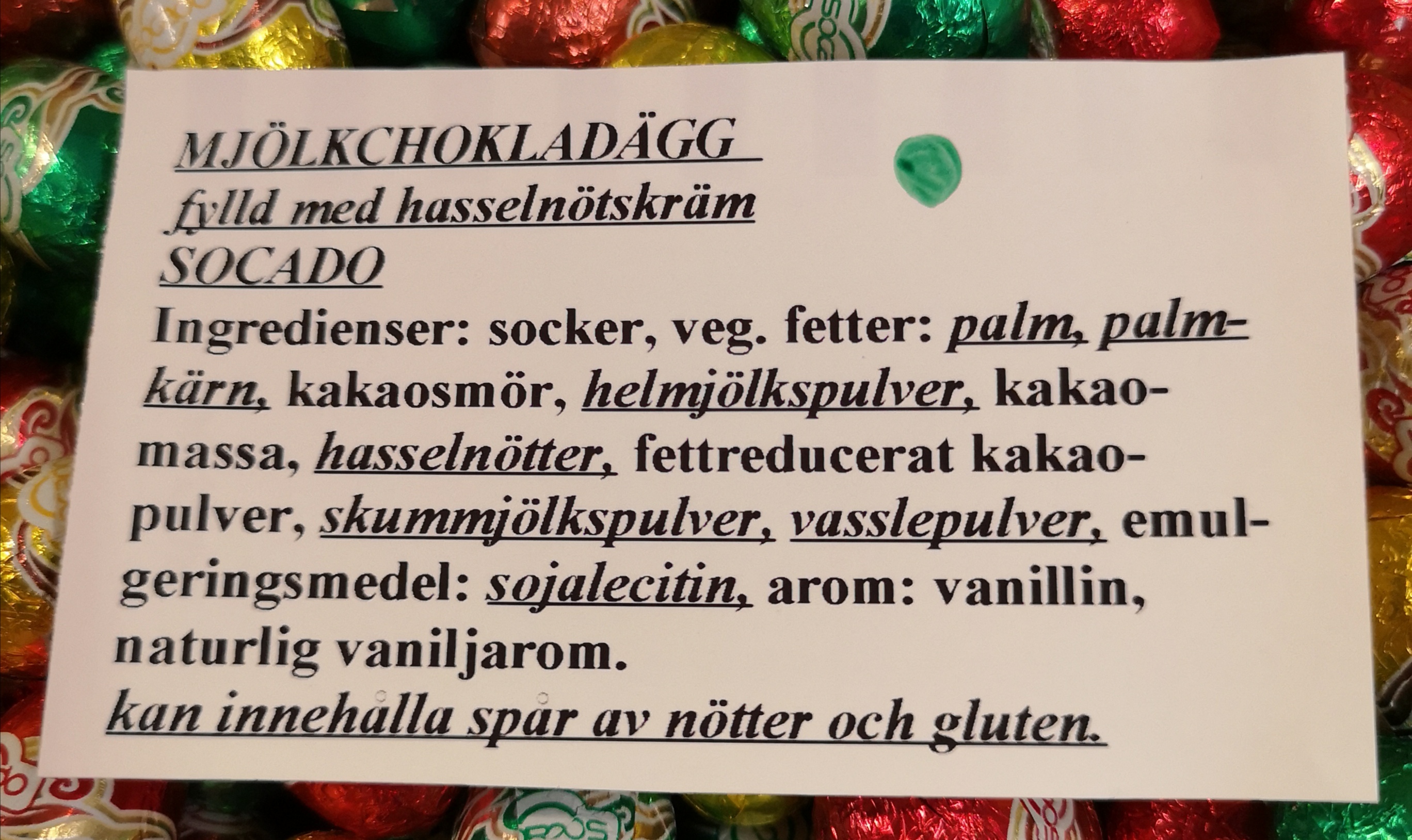 Mjlkchoklad gg fylld med hasselntskrm