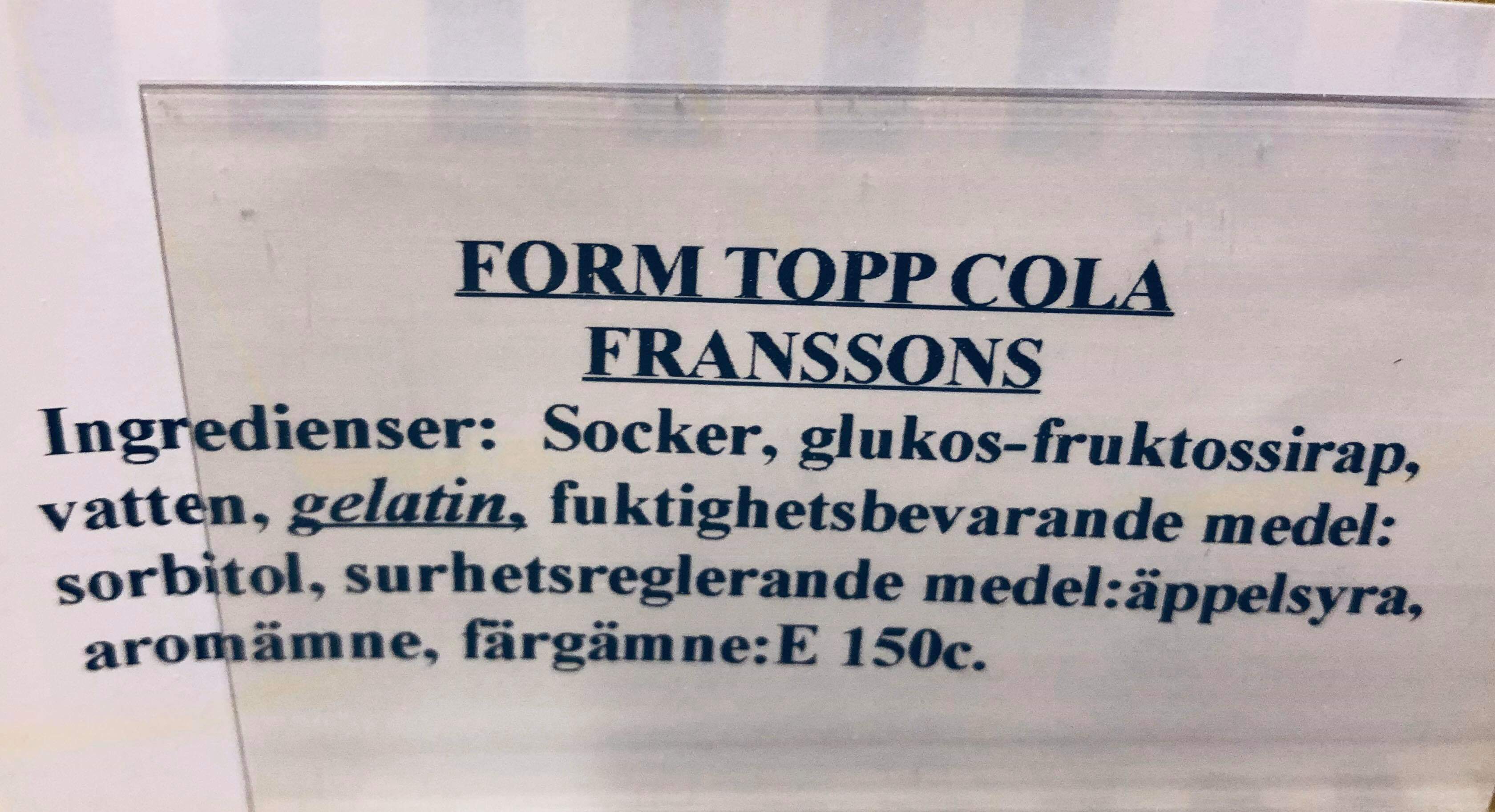 Form topp cola