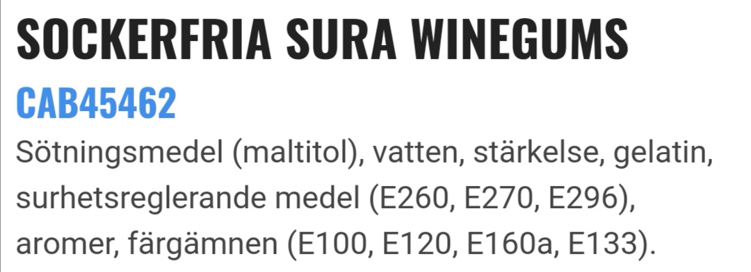 Sockerfria sura winegums