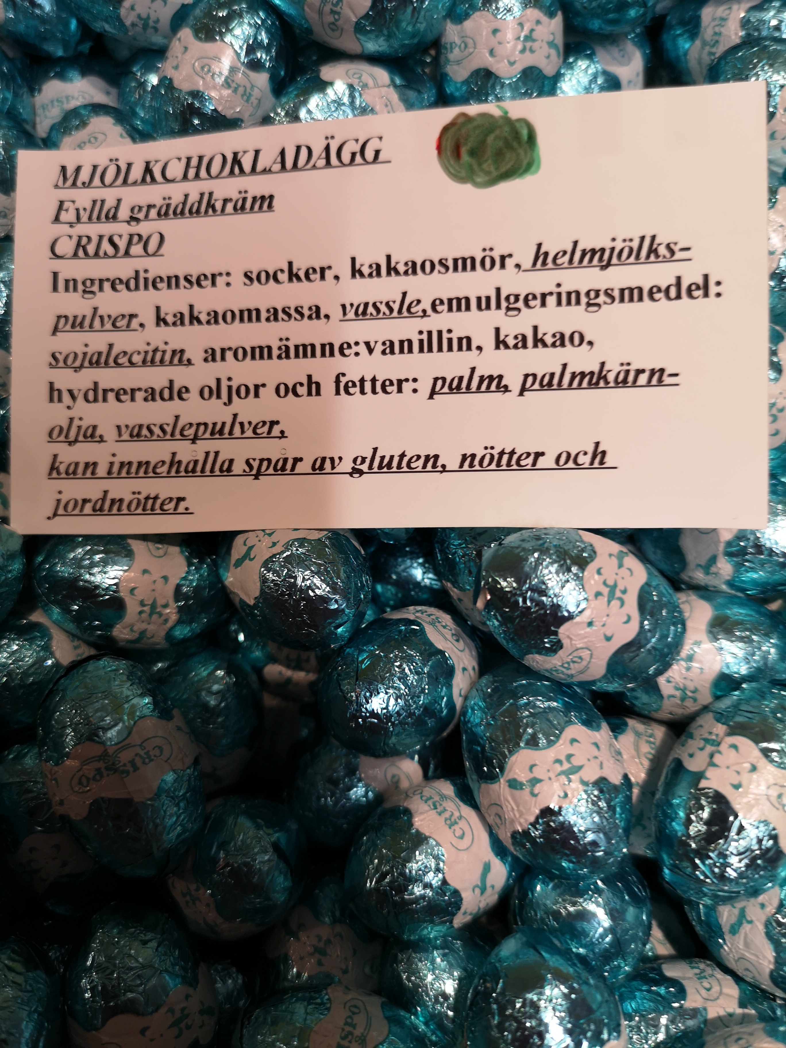Mjlkchokladgg fylld med grddkrm
