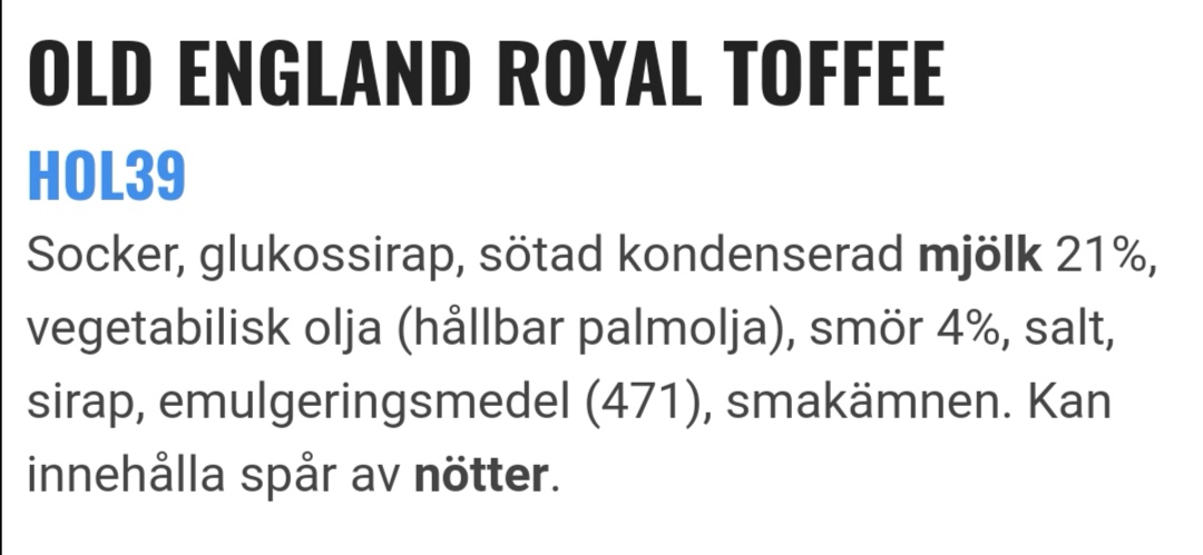 Old England royal toffee