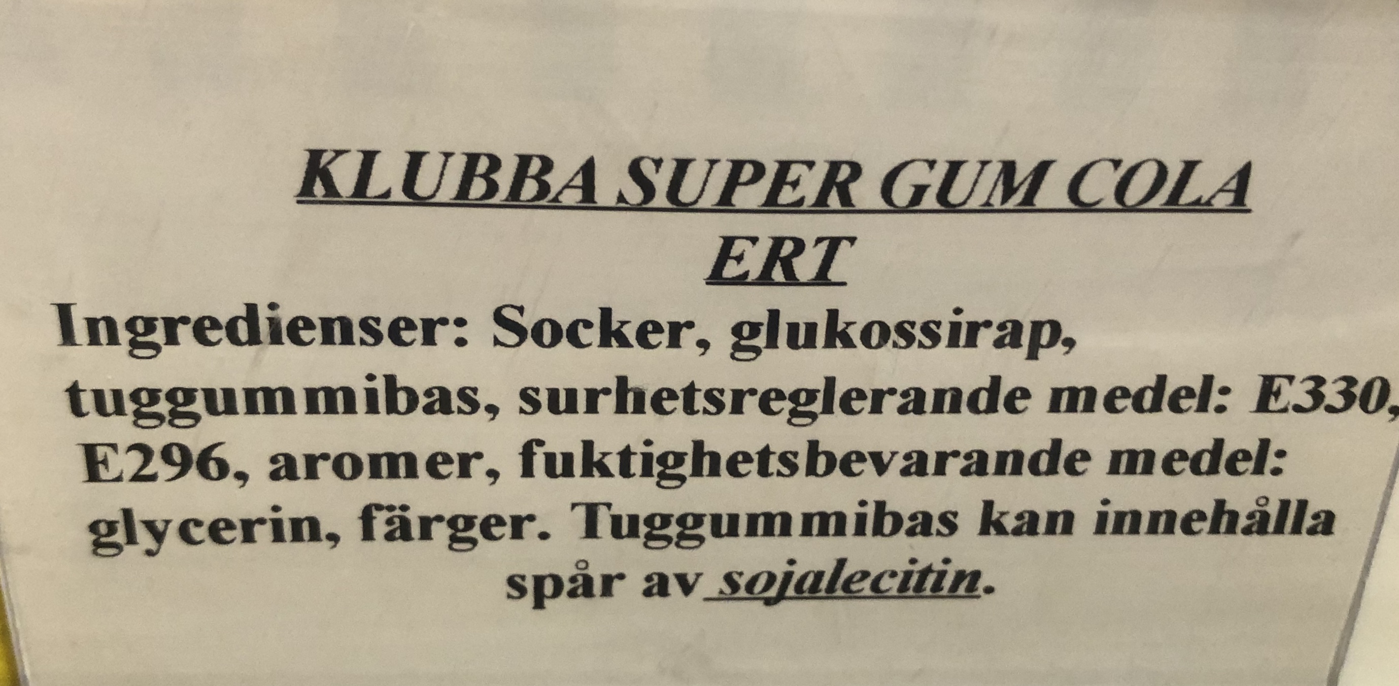 Klubba supergum cola