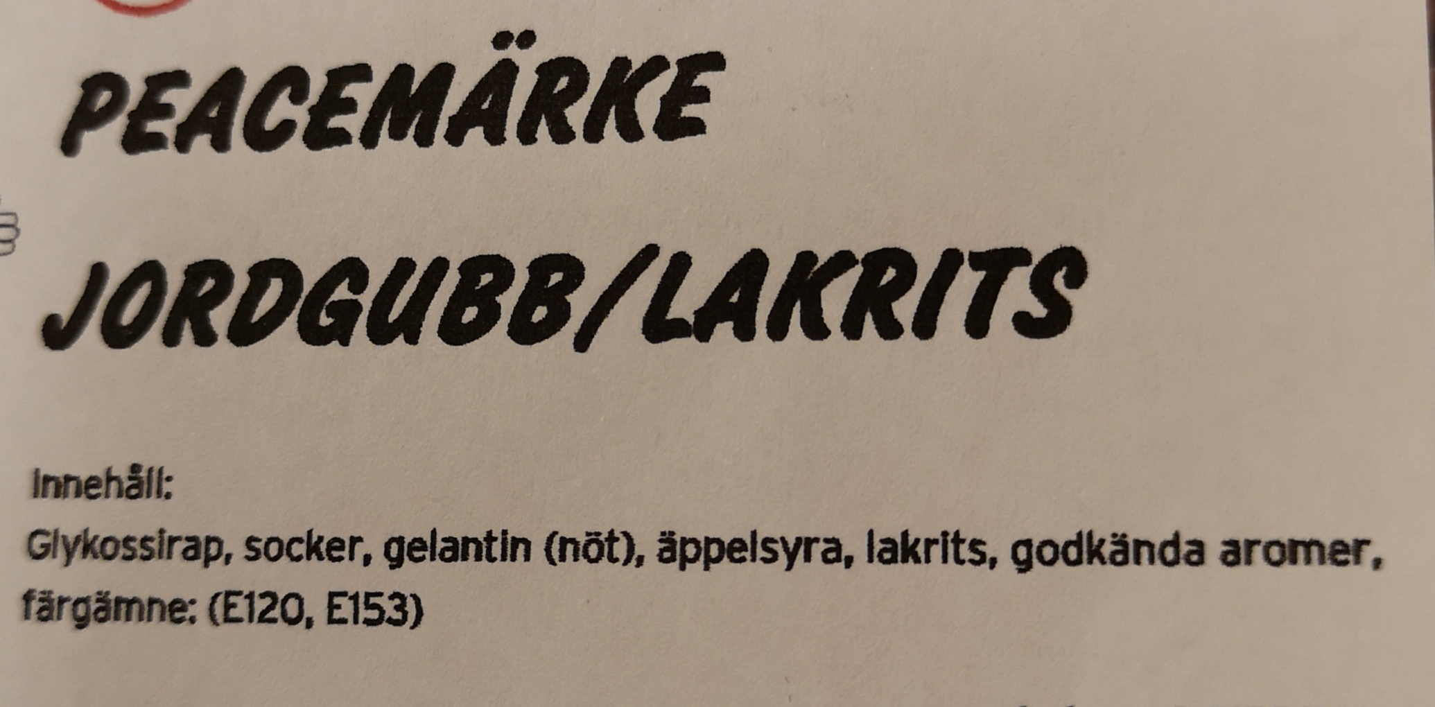 Peacemrke jordgubb/lakrits