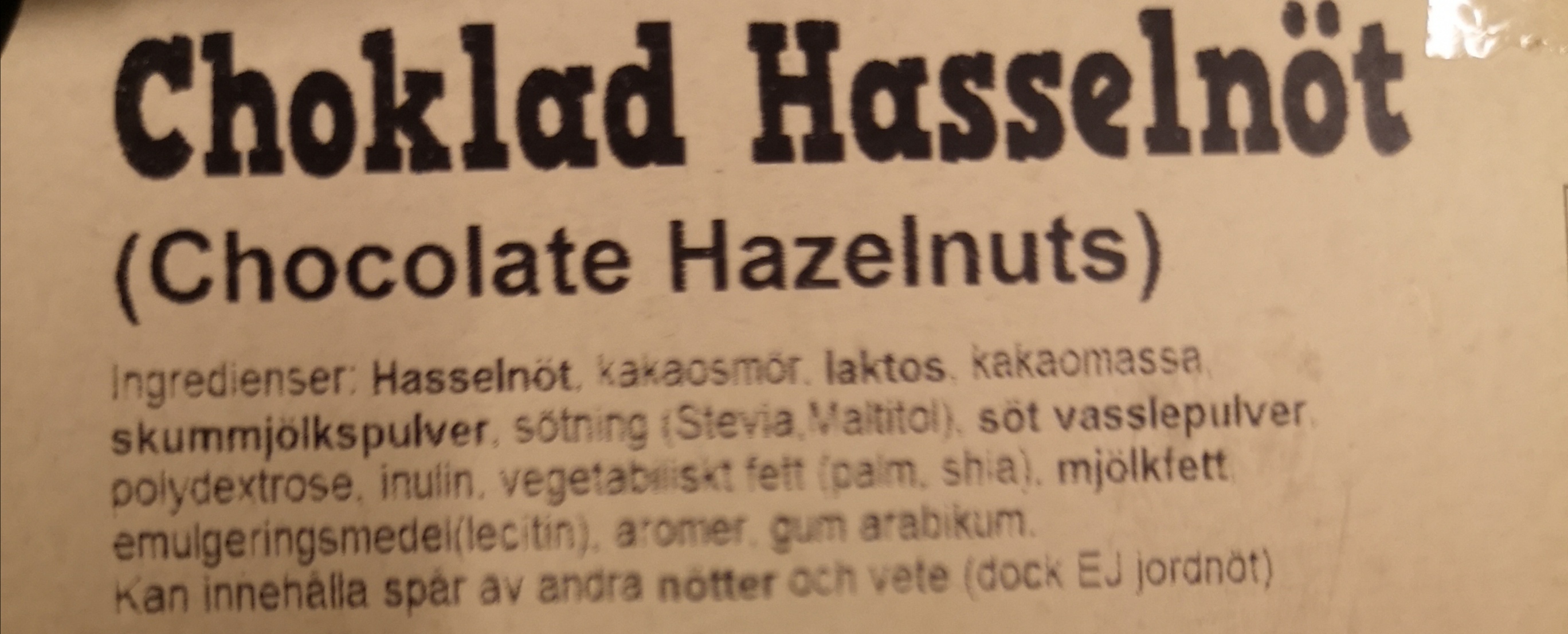 Sockerfri choklad hasselnt