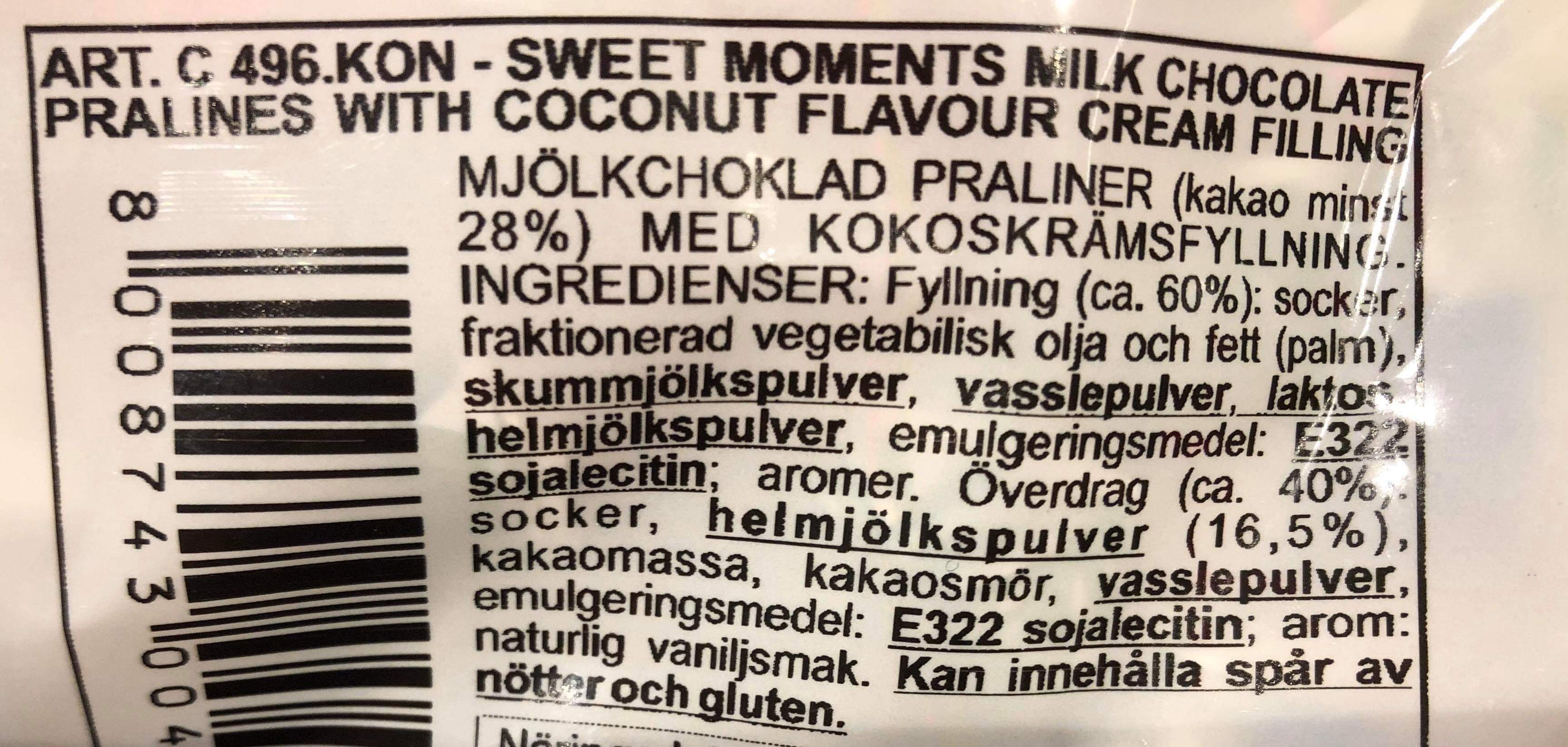 Chokladpraliner fylld med kokoskrm