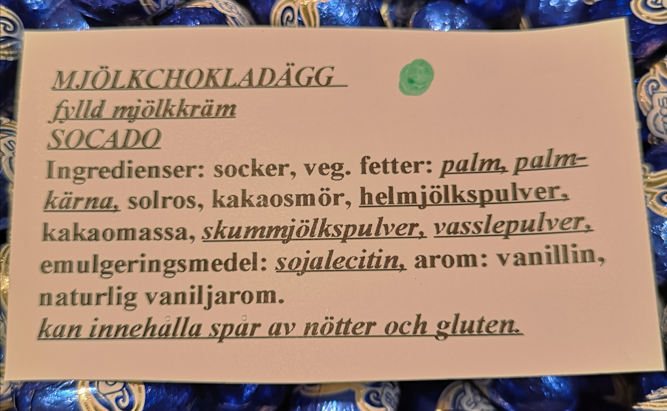 Mjlkchokladgg fylld med mjlkkrm