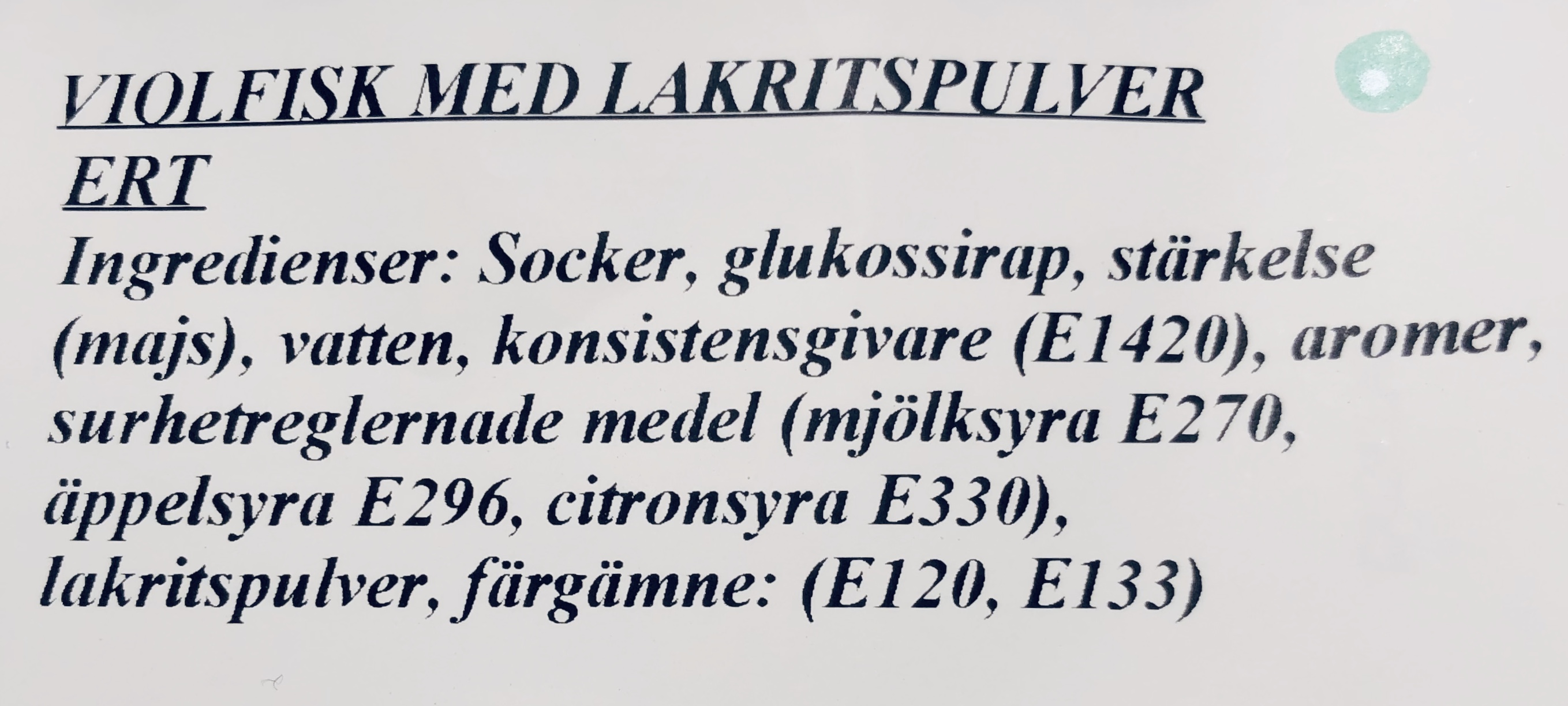 Violfisk med lakritspulver