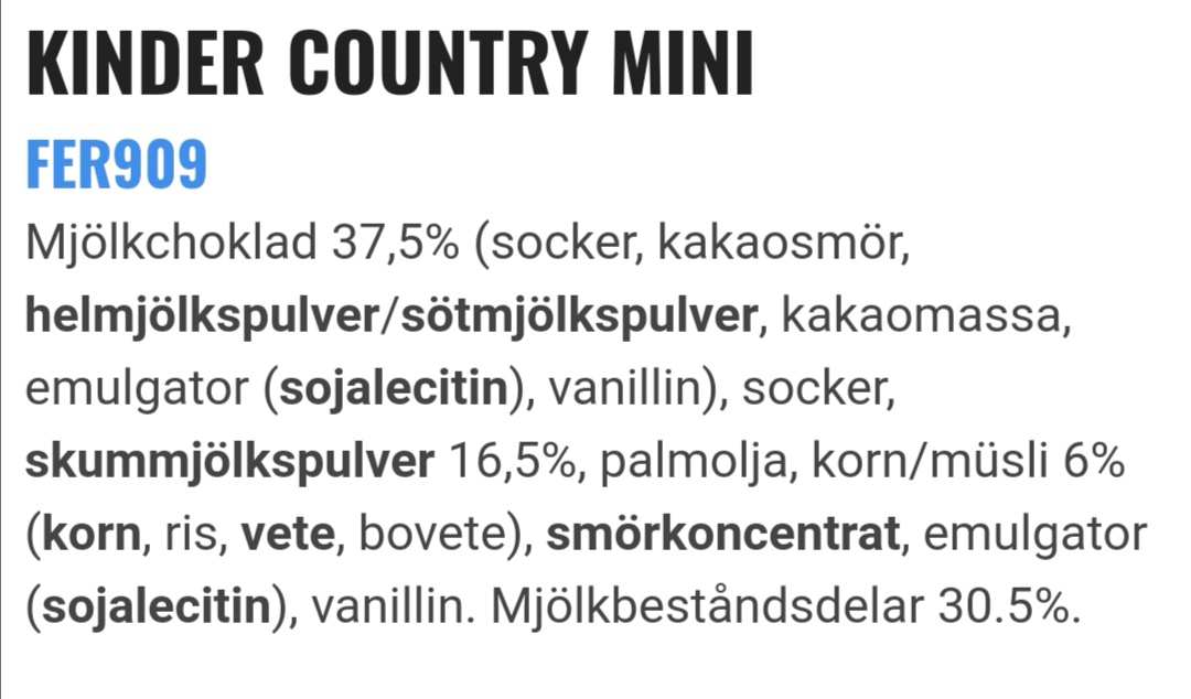 Kinder country mini