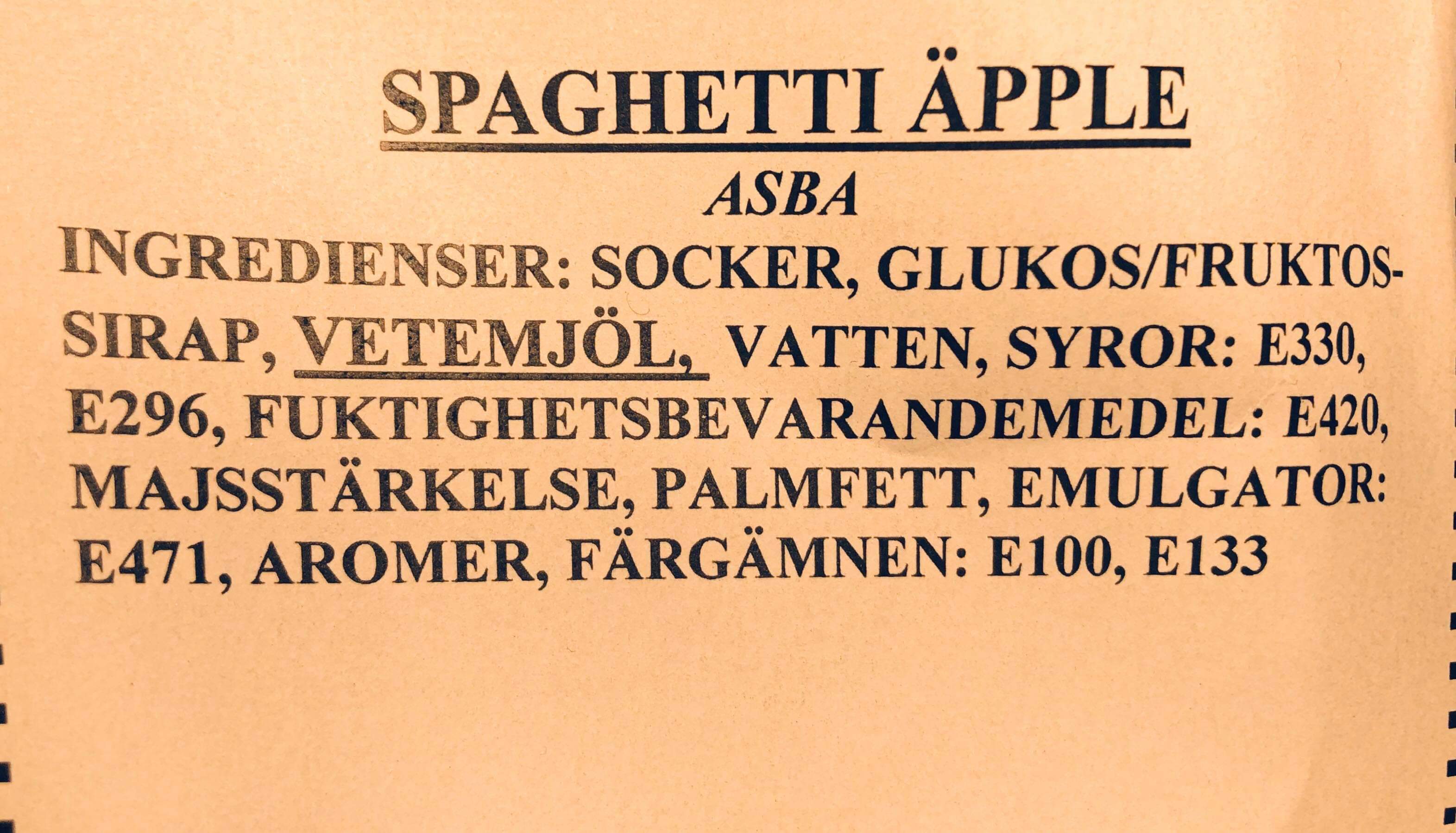 Sockrad spaghetti pple