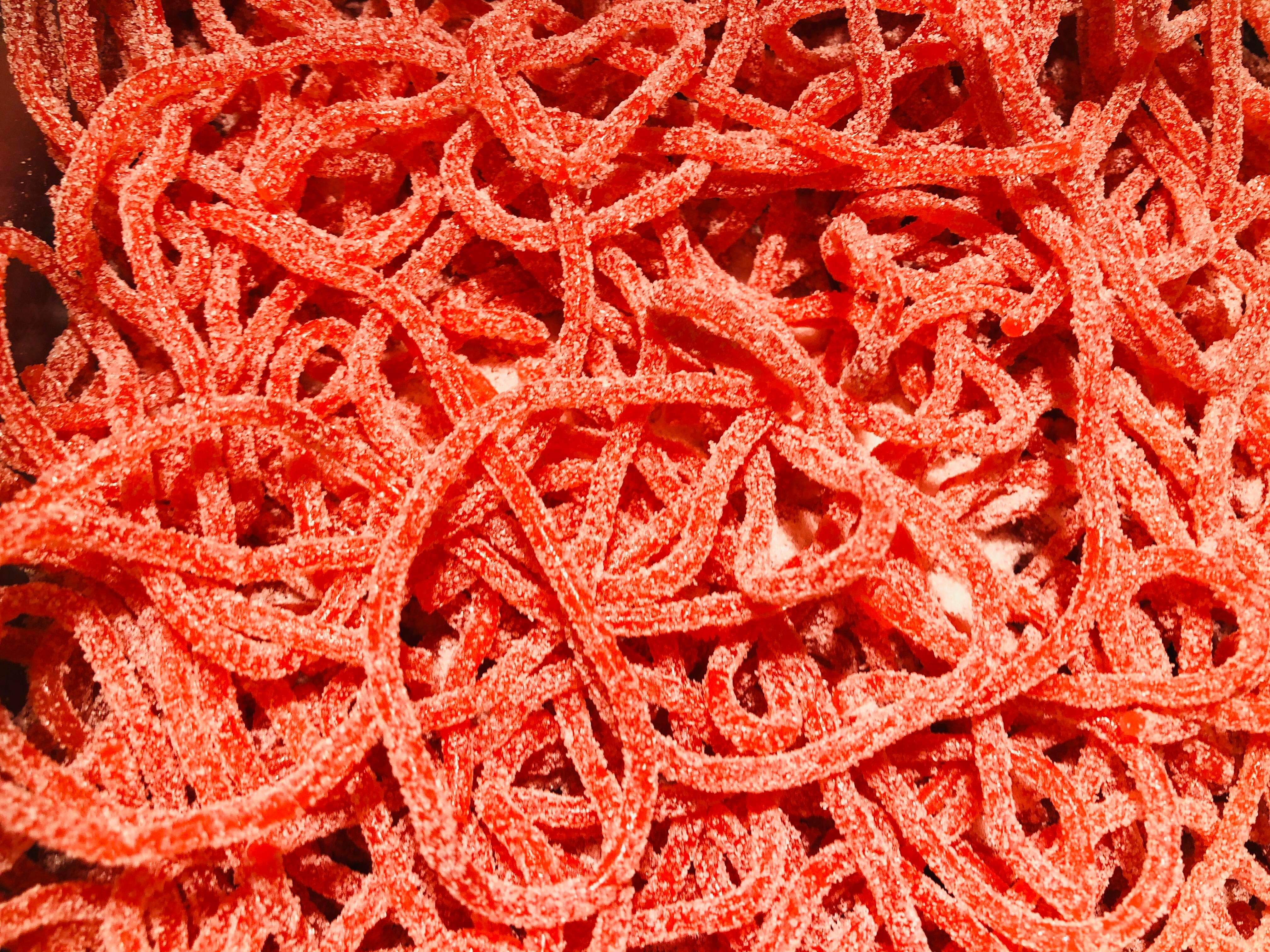 Sockrad spaghetti jordgubb
