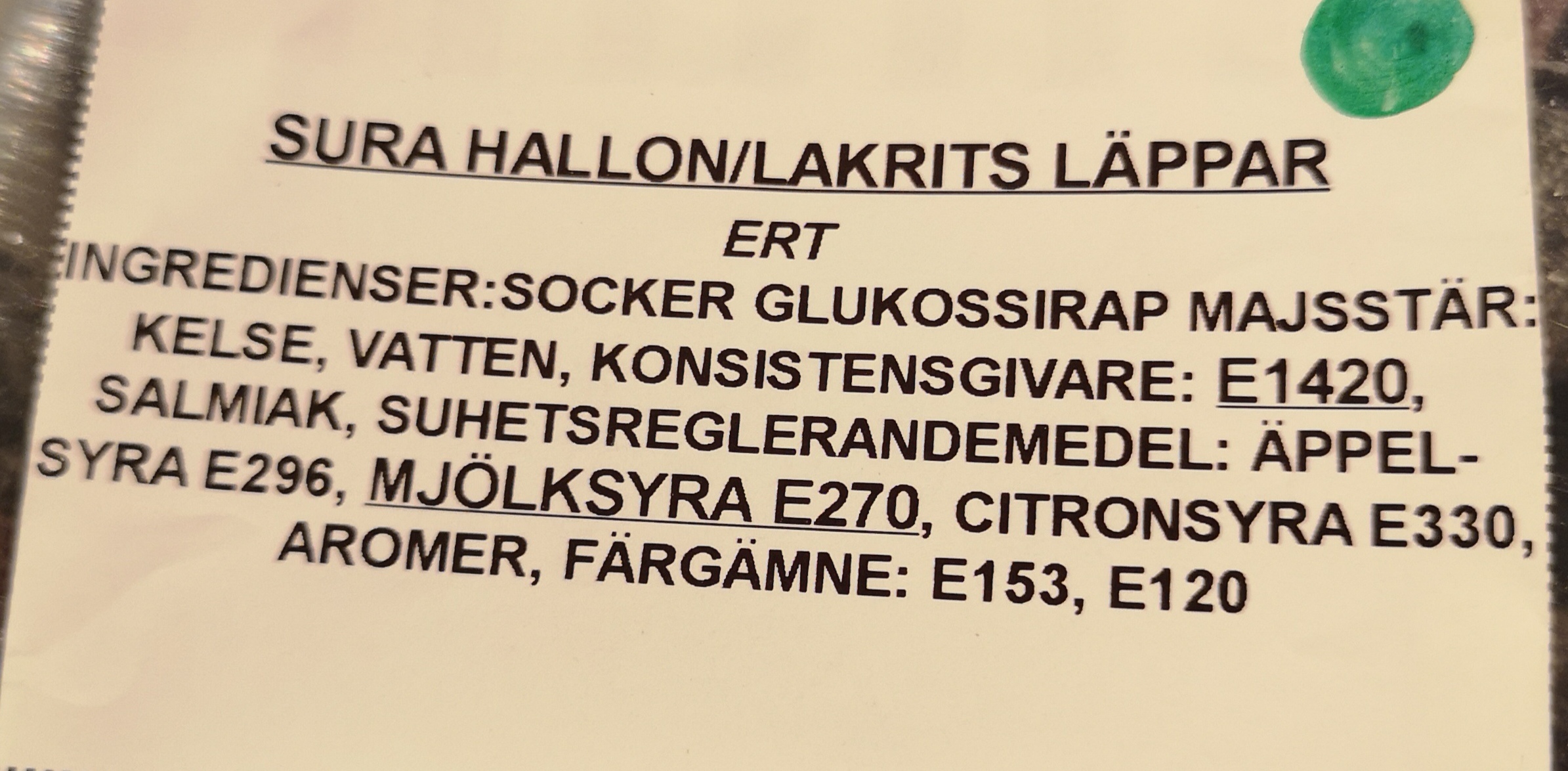 Sura hallon/lakrits lppar