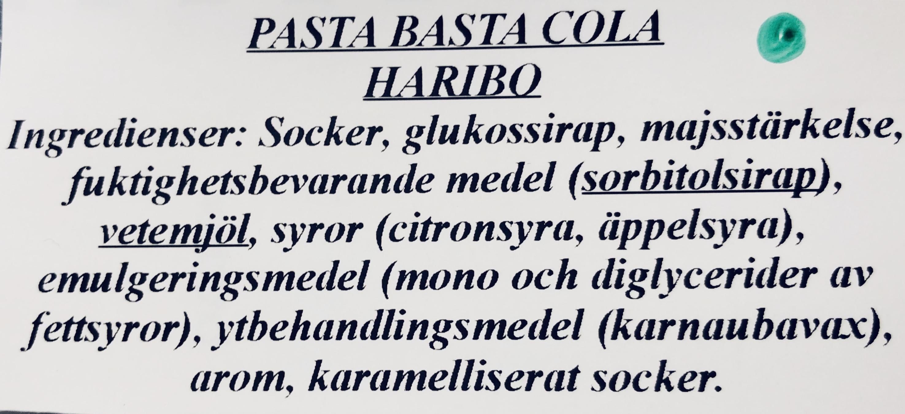 Pasta basta cola