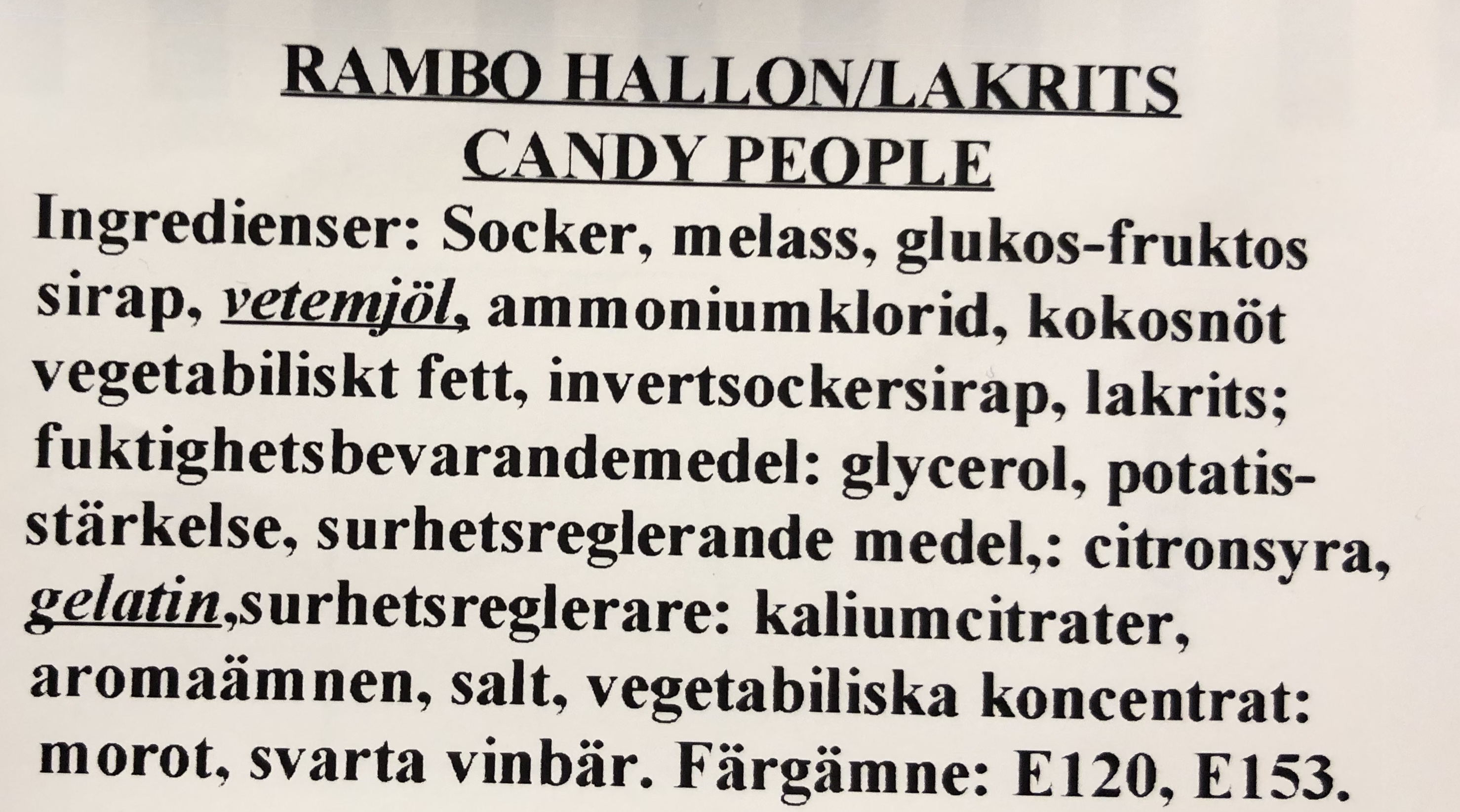 Rambo hallon/lakrits