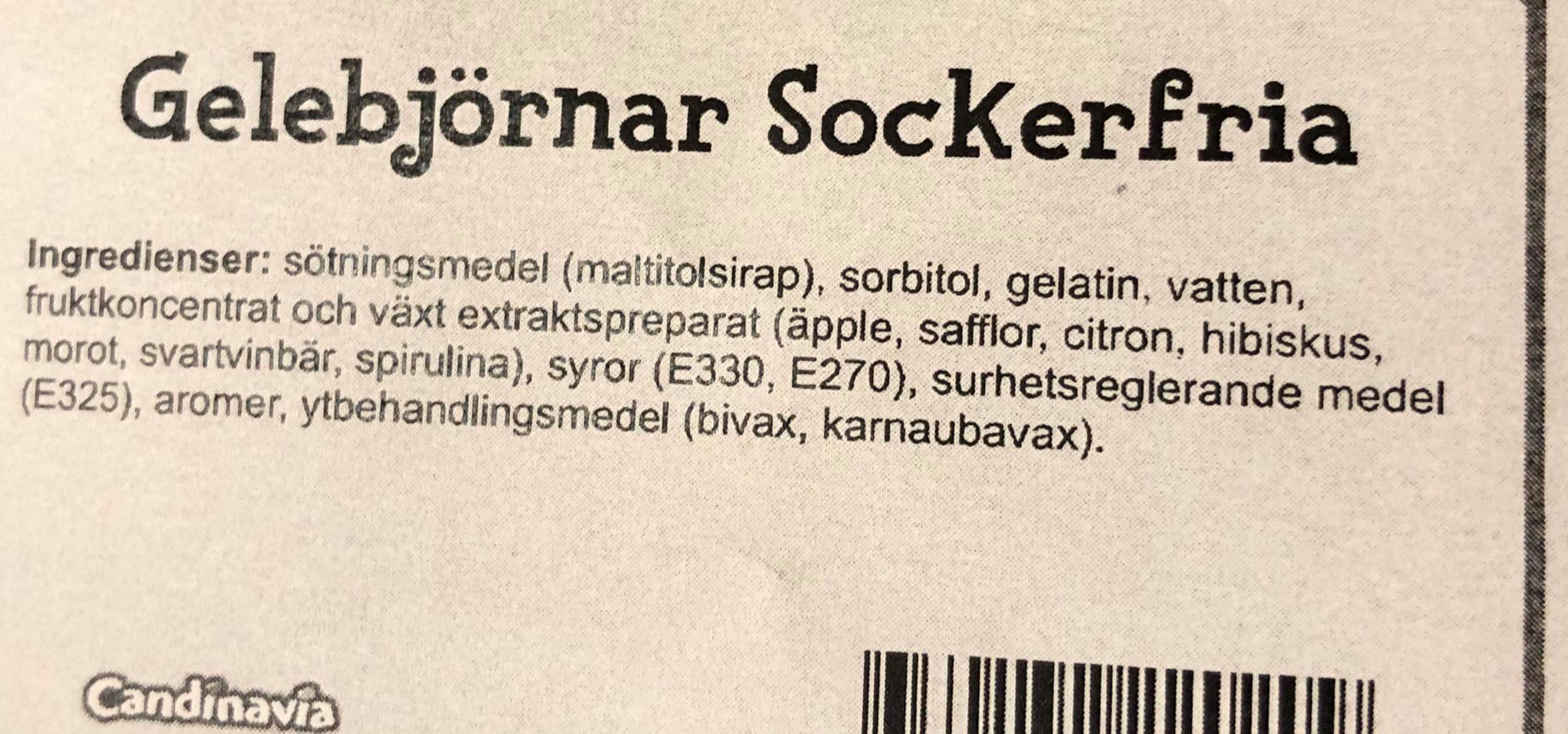 Gel bjrnar sockerfri