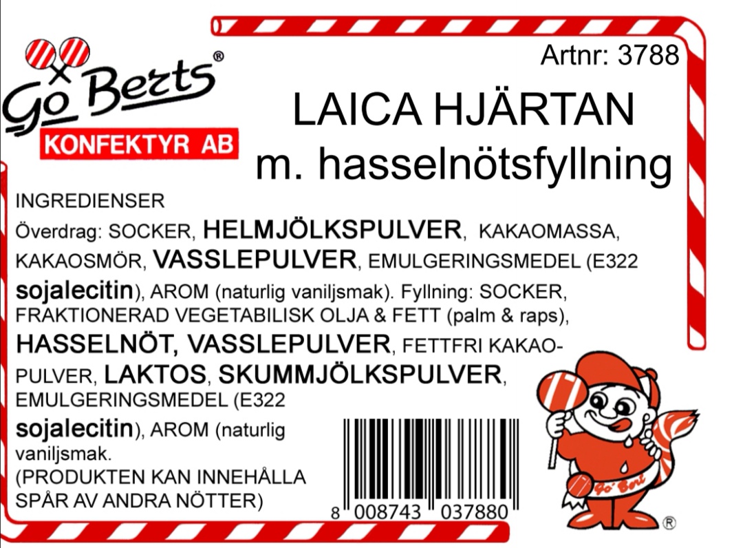 Laica hjrtan med hasselntsfyllning