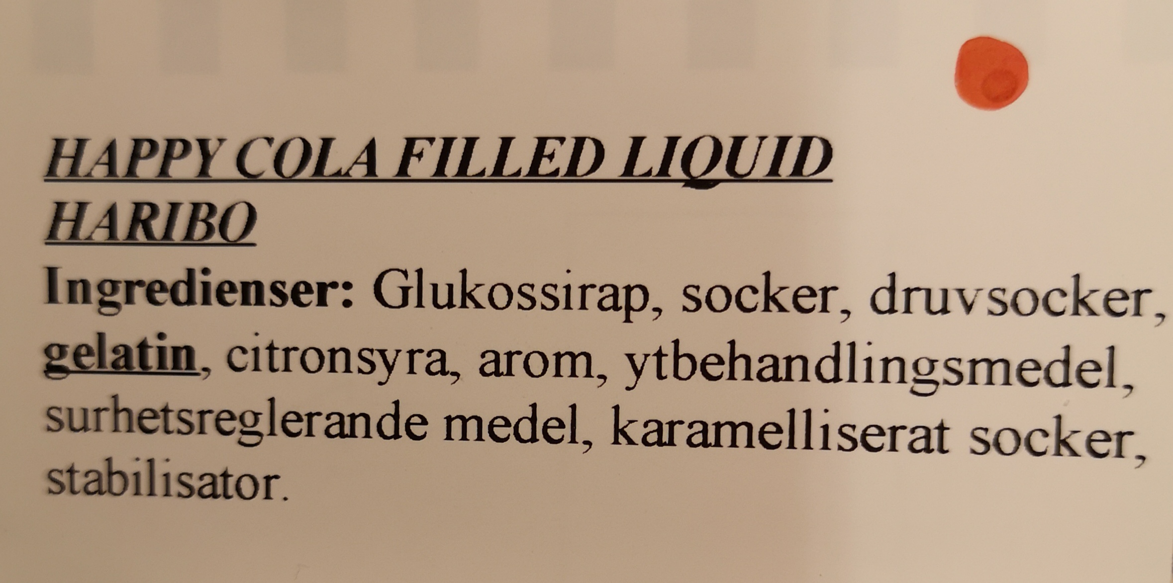 Happy cola filled liquid