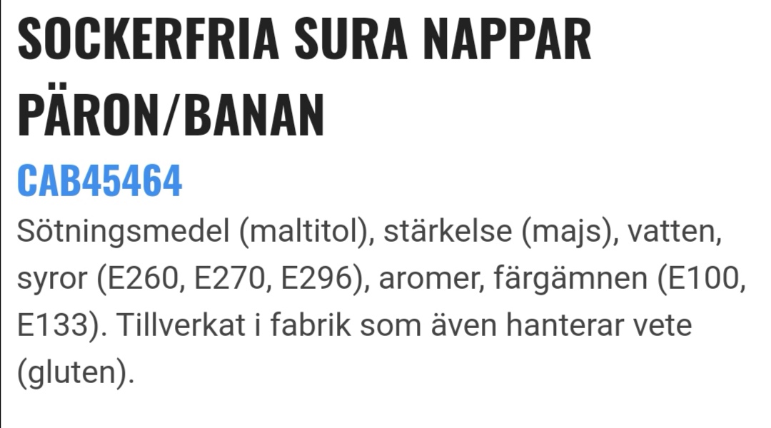 Sockerfria sura nappar pron/banan