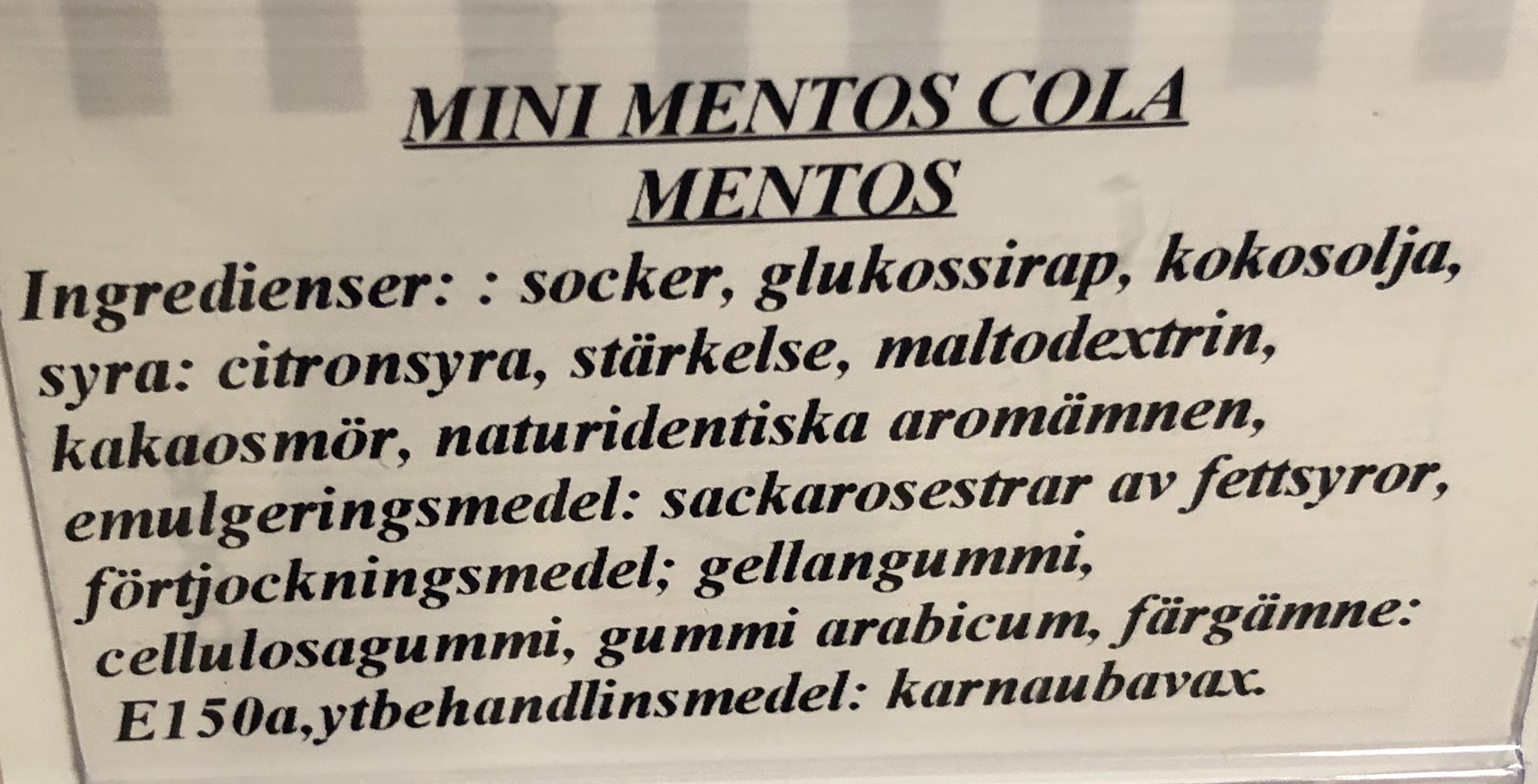Mini mentos cola