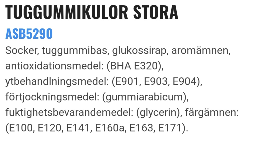 Tuggummikulor stora