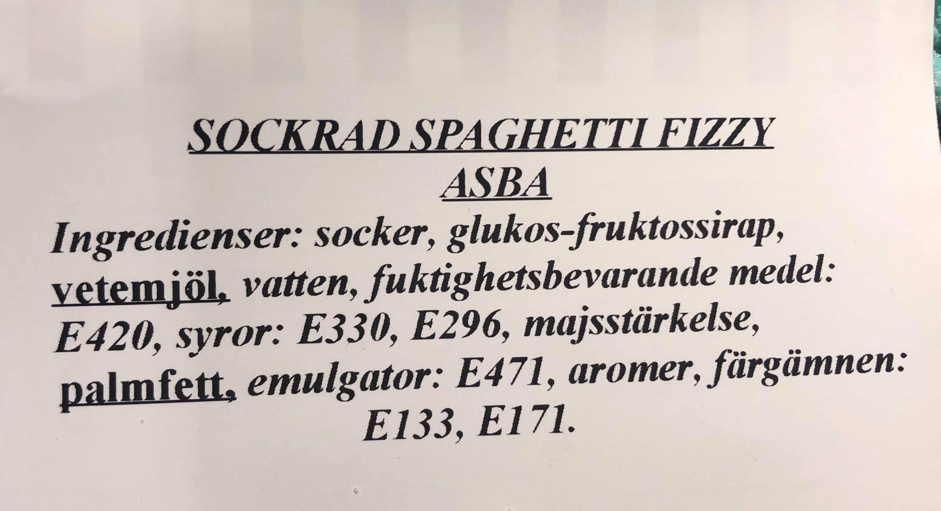 Sockrade spaghetti fizzy