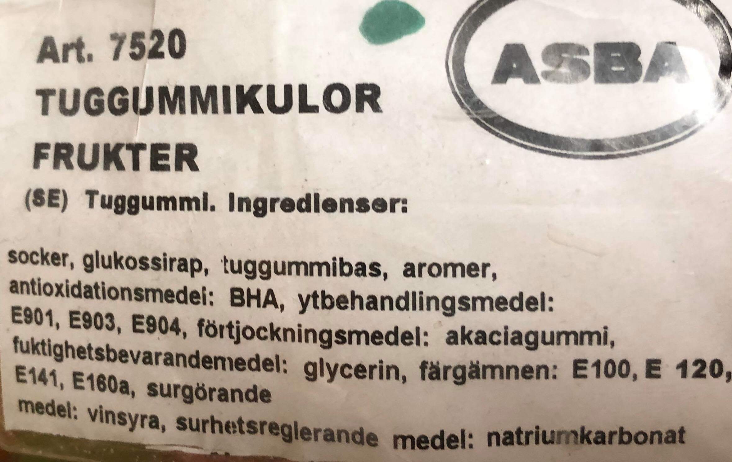 Tuggummikulor frukter