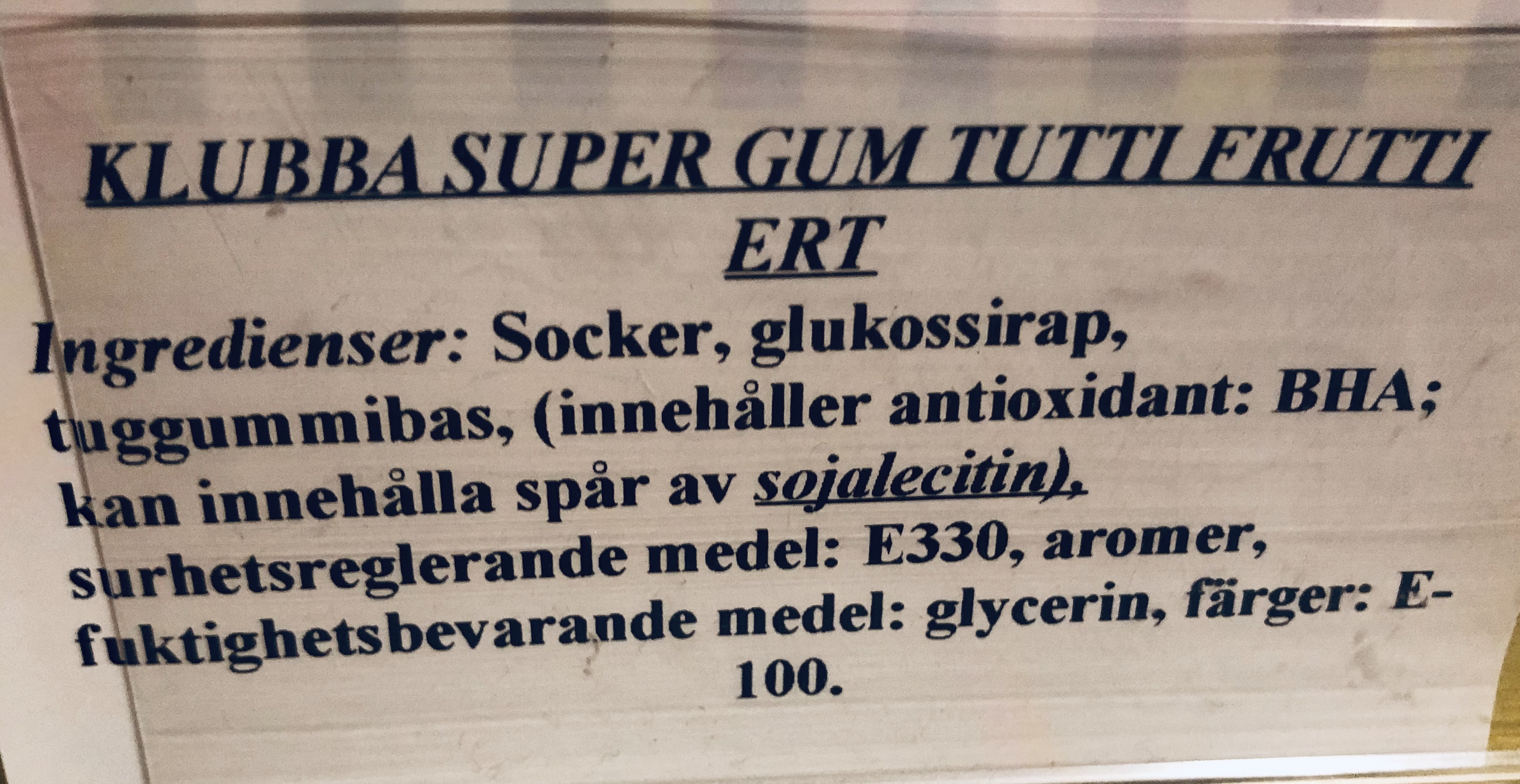 Klubba super gum tutti frutti