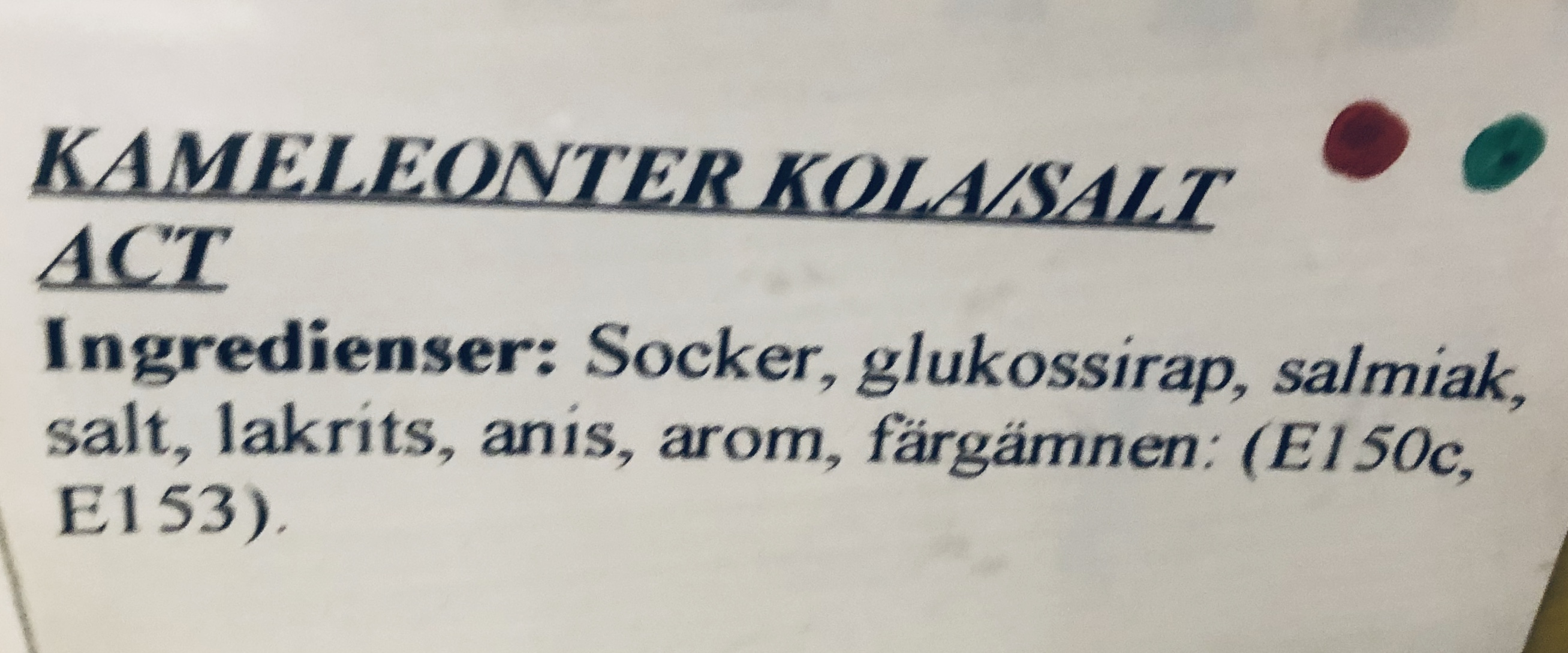Kameleonter kola/salta