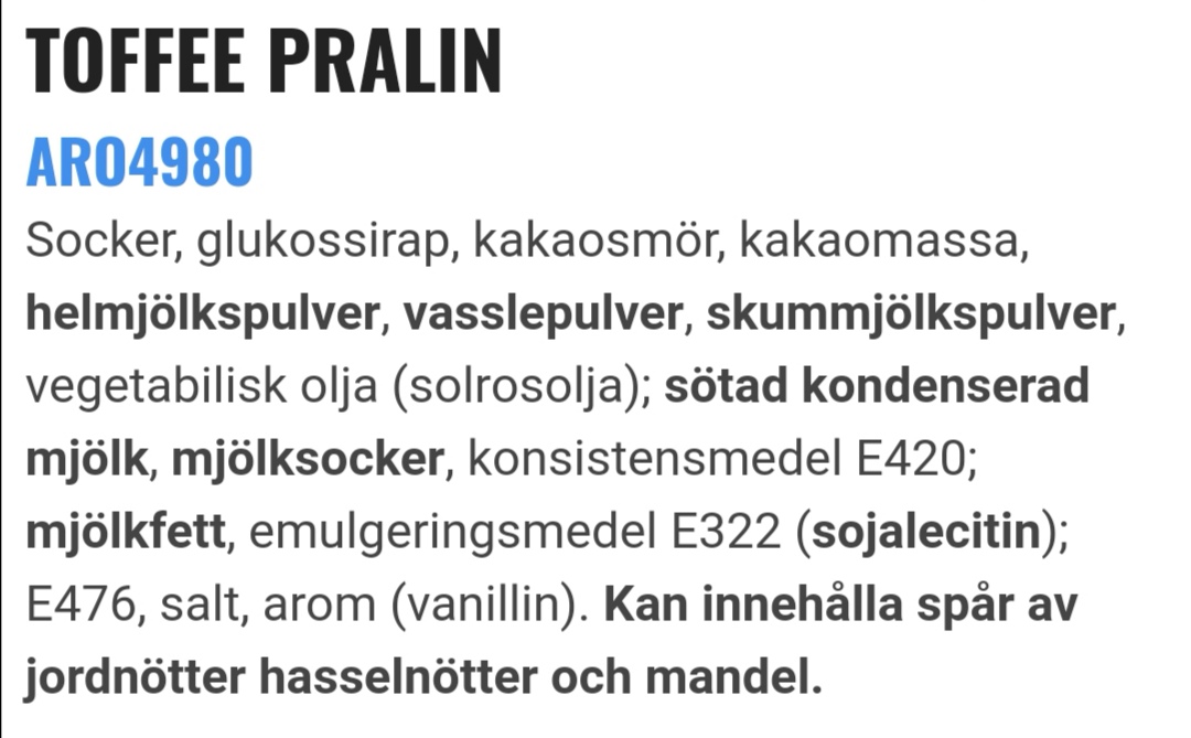 Toffee pralin