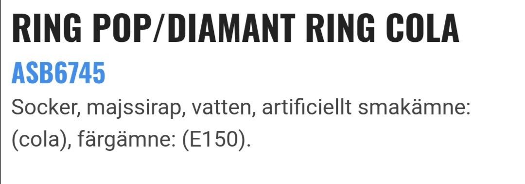 Ring pop/diamant cola