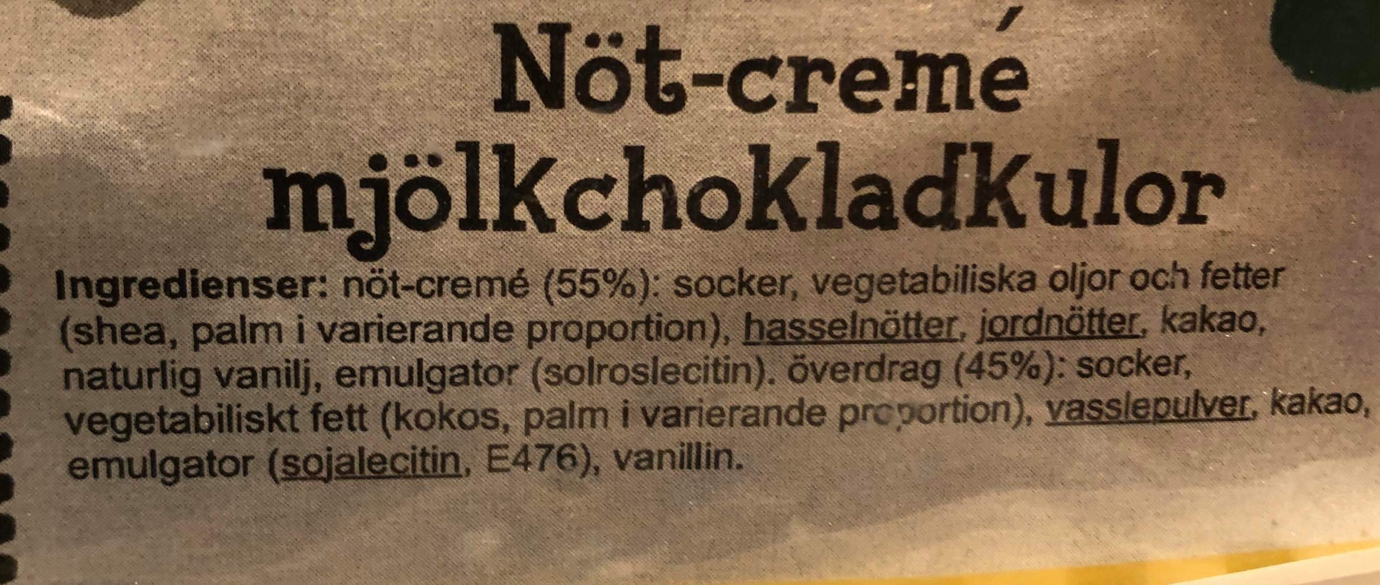 Ntcreme mjlkchokladkulor
